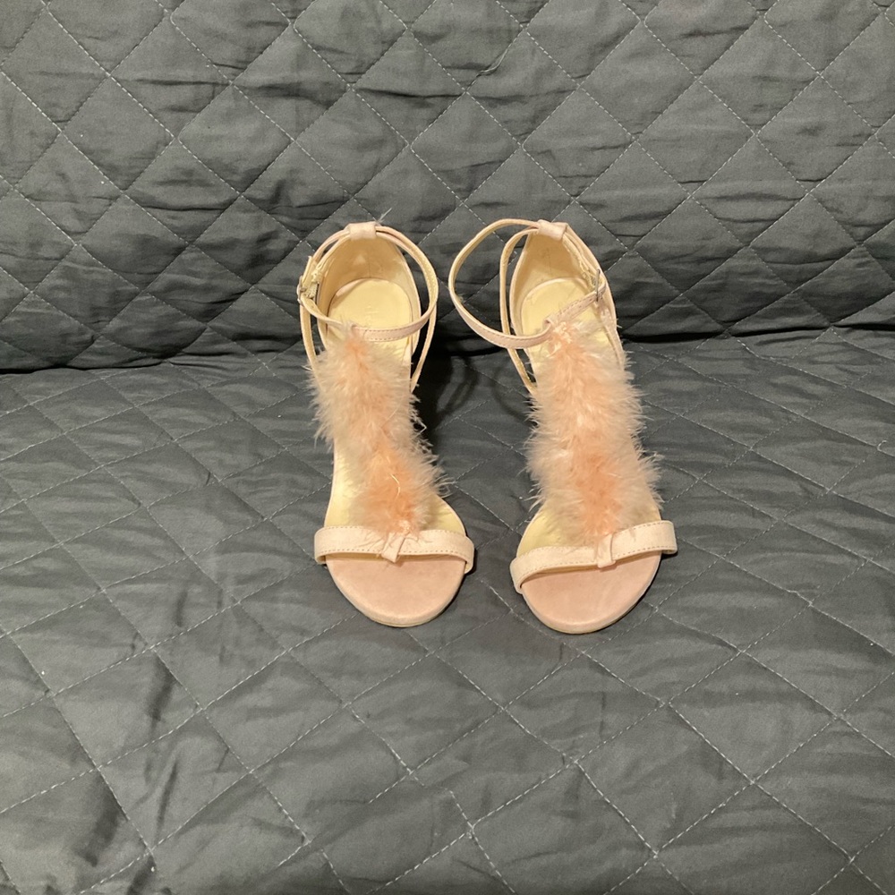 Feather strap skinny heels